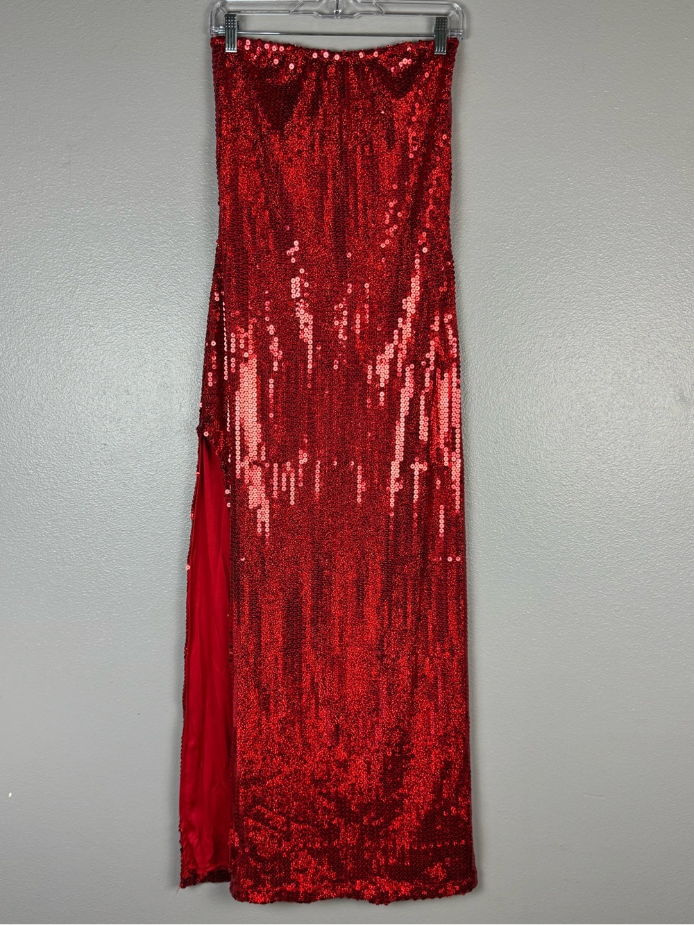 Party King Jessica Rabbit Red Sequin Strapless Maxi Dress Costume L